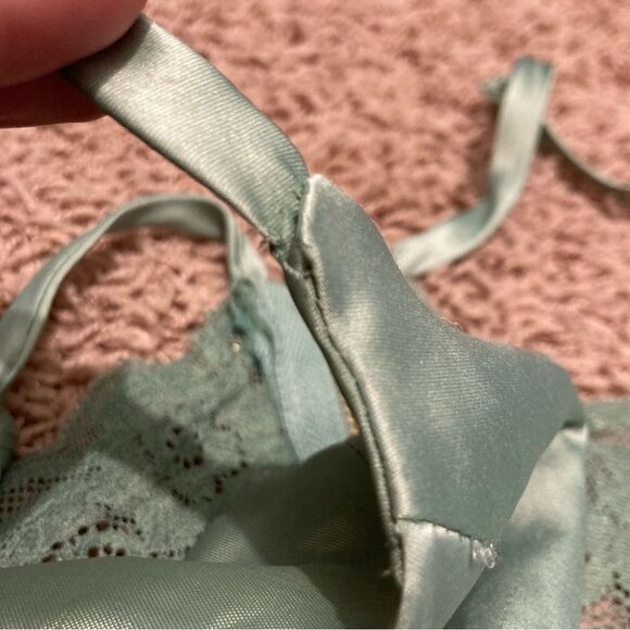 B. Darlin Silk Dress 15W Sage Spaghetti Strap Lace V-Neck Prom Dress - Picture 14 of 14